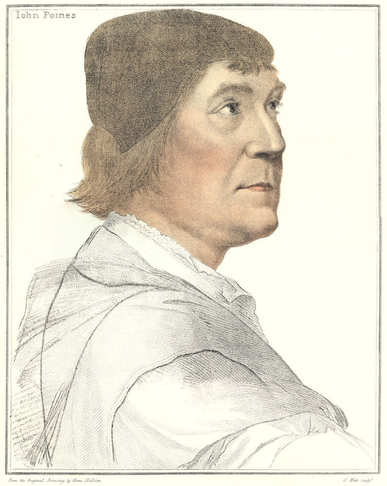 John Poyntz by Bartolozzi after Holbein. Henry VIII's court 1884 old print